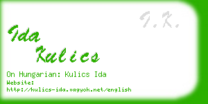 ida kulics business card